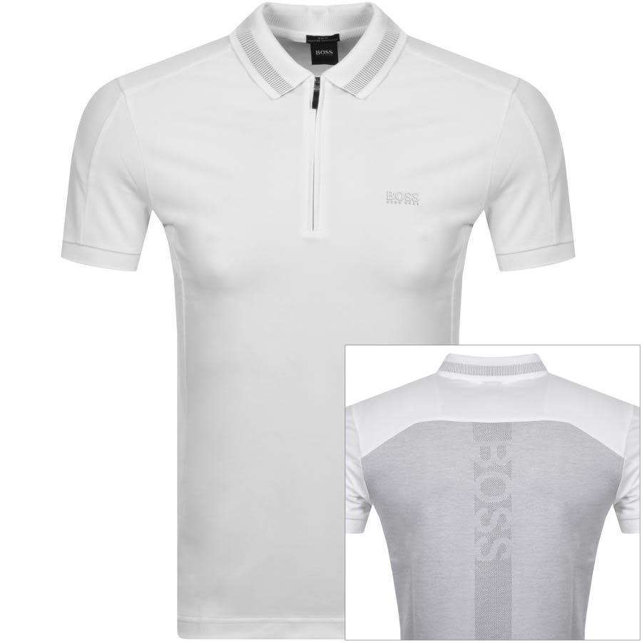 Alternative Image for ProductBOSS Philix Half Zip Slim Fit Polo T Shirt White1